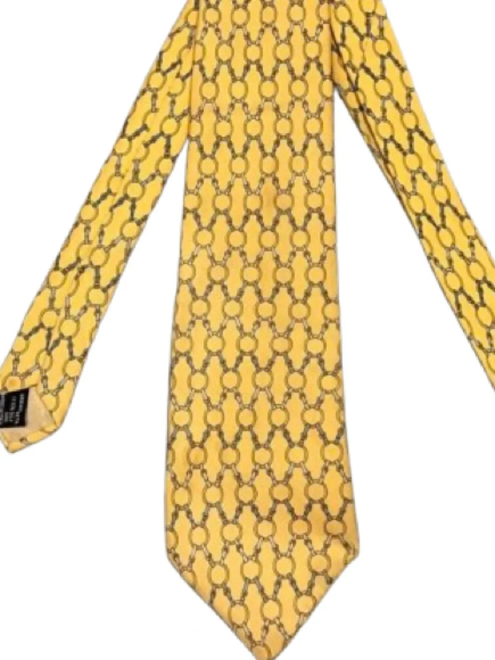 Vintage Gucci Men's Yellow Patterned Silk Tie